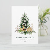 Cartes Pour Fêtes Annuelles Elégante aquarelle Noël Pine Tree Salutation (Debout devant)