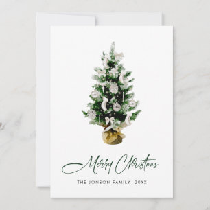 Cartes Pour Fêtes Annuelles Elégante aquarelle Noël Pine Tree Salutation