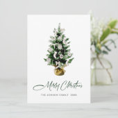 Cartes Pour Fêtes Annuelles Elégante aquarelle Noël Pine Tree Salutation (Debout devant)