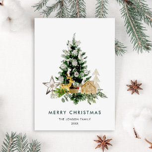 Cartes Pour Fêtes Annuelles Elégante aquarelle Noël Pine Tree Salutation
