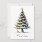 Cartes Pour Fêtes Annuelles Elégante aquarelle non photo Arbre de Noël (Devant)