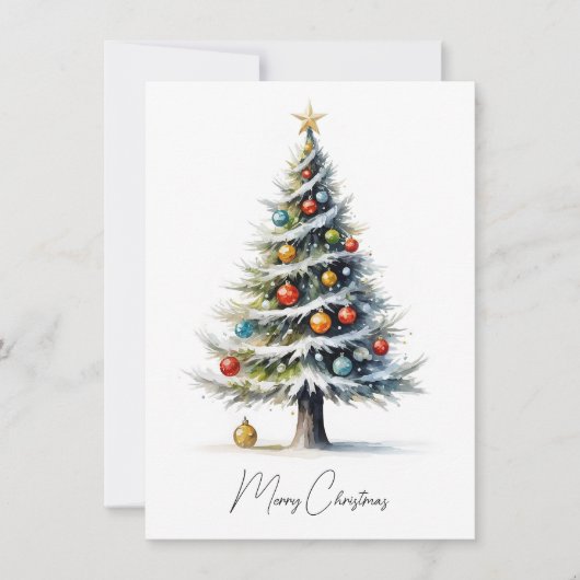 Cartes Pour Fêtes Annuelles Elégante aquarelle non photo Arbre de Noël (Devant)