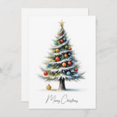 Cartes Pour Fêtes Annuelles Elégante aquarelle non photo Arbre de Noël (Devant / Derrière)