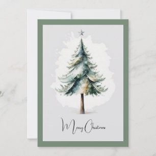 Cartes Pour Fêtes Annuelles Elégante aquarelle non photo Arbre de Noël