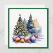 Cartes Pour Fêtes Annuelles Elégante aquarelle non photo Arbre de Noël (Devant / Derrière)