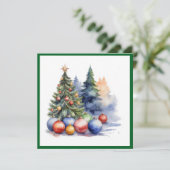 Cartes Pour Fêtes Annuelles Elégante aquarelle non photo Arbre de Noël (Debout devant)