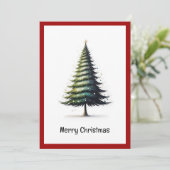 Cartes Pour Fêtes Annuelles Elégante aquarelle non photo Arbre de Noël (Debout devant)