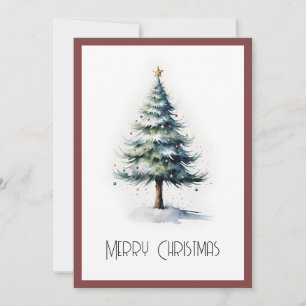 Cartes Pour Fêtes Annuelles Elégante aquarelle non photo Arbre de Noël