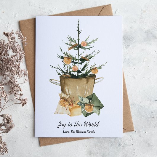 Cartes Pour Fêtes Annuelles Elégante aquarelle Orange Slices cannelle plat