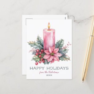 Cartes Pour Fêtes Annuelles Elégante aquarelle PERSONNALISÉE Bougie de Noël