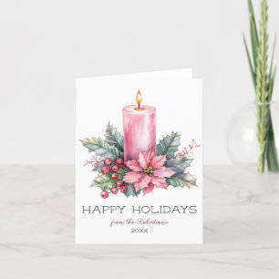 Cartes Pour Fêtes Annuelles Elégante aquarelle PERSONNALISÉE Bougie de Noël