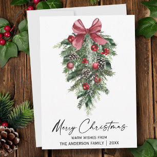 Cartes Pour Fêtes Annuelles Élégante aquarelle Pins Calligraphie Encre Noël