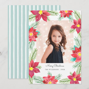 Cartes Pour Fêtes Annuelles Elégante aquarelle Poinsettias Photo de Noël