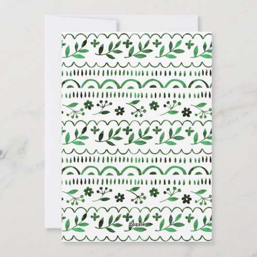 Cartes Pour Fêtes Annuelles Elégante aquarelle populaire verte photo de Noël (Dos)