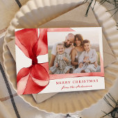 Cartes Pour Fêtes Annuelles Elégante aquarelle rouge Bow 2 photo