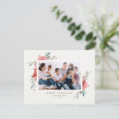 Cartes Pour Fêtes Annuelles Elégante aquarelle Rouge Fleurs de Noël Photo (Debout devant)