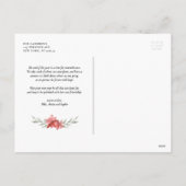 Cartes Pour Fêtes Annuelles Elégante aquarelle Rouge Fleurs de Noël Photo (Dos)