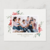Cartes Pour Fêtes Annuelles Elégante aquarelle Rouge Fleurs de Noël Photo (Devant)