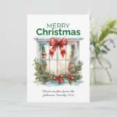 Cartes Pour Fêtes Annuelles Elégante aquarelle Rustique fenêtre Joyeux Noël (Debout devant)