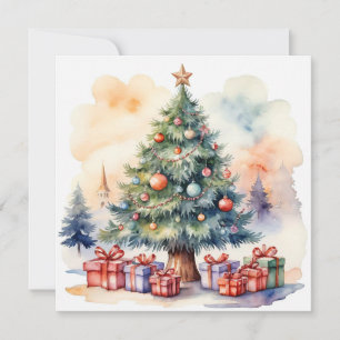 Cartes Pour Fêtes Annuelles Elégante aquarelle rustique Joyeux sapin de Noël