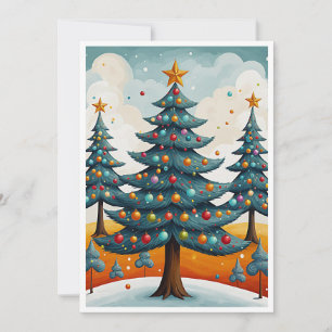 Cartes Pour Fêtes Annuelles Elégante aquarelle rustique Joyeux sapin de Noël