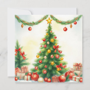 Cartes Pour Fêtes Annuelles Elégante aquarelle rustique Joyeux sapin de Noël