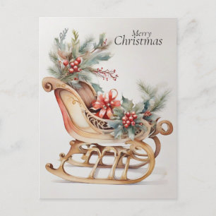 Cartes Pour Fêtes Annuelles Elégante aquarelle Sleigh Noël