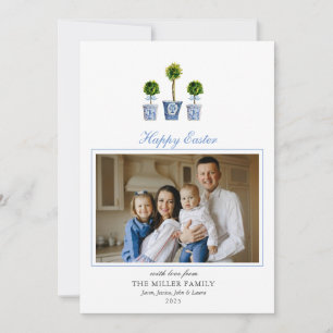 Cartes Pour Fêtes Annuelles Elégante aquarelle topiaires Pâques photo de famil