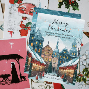 Cartes Pour Fêtes Annuelles Elégante aquarelle Un marché de Noël