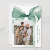 Cartes Pour Fêtes Annuelles Elégante aquarelle verte Bow 3 photo (Devant)