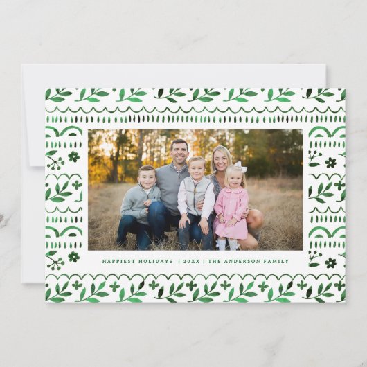 Cartes Pour Fêtes Annuelles Elégante aquarelle verte de Noël (Devant)