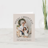 Cartes Pour Fêtes Annuelles Elégante Arc Photo Joyeux Noël Taupe (Devant)