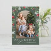 Cartes Pour Fêtes Annuelles Élégante Arche botanique verte Forst Joyeux Noël (Debout devant)