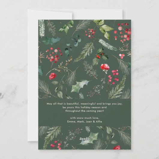 Cartes Pour Fêtes Annuelles Élégante Arche botanique verte Forst Joyeux Noël (Dos)