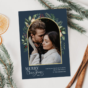 Cartes Pour Fêtes Annuelles Élégante arche de verdure moderne or photo