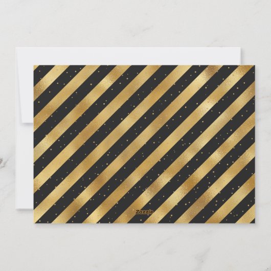 Cartes Pour Fêtes Annuelles Elégante Black and Gold Foil Photo Joyeux Noël (Dos)