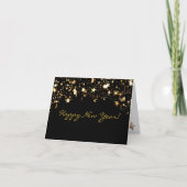 Cartes Pour Fêtes Annuelles Élégante Black & Gold Stars Bonne année (Devant)