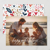 Cartes Pour Fêtes Annuelles élégante blanche Happy Holidays calligraphie (Devant / Derrière)