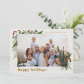 Cartes Pour Fêtes Annuelles Elégante Boho Green Burgundy Gold Photo (Debout devant)