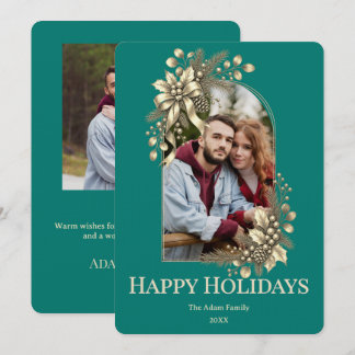 Cartes Pour Fêtes Annuelles Élégante Botanique Vert Pin 2 Photo