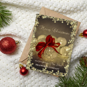 Cartes Pour Fêtes Annuelles Élégante boules de Noël Red Bow Stars Company