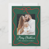 Cartes Pour Fêtes Annuelles Élégante Bow Rouge Ruban vert 2 Photo (Devant)