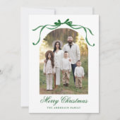 Cartes Pour Fêtes Annuelles Élégante Bow verte Noël 4 Photo (Devant)