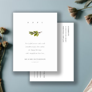 Cartes Pour Fêtes Annuelles Élégante branche de pin minimaliste Noël Espoir