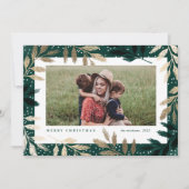 Cartes Pour Fêtes Annuelles Élégante Branches d'huile d'or 3 Photo Noël (Devant)