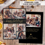 Cartes Pour Fêtes Annuelles Élégante calligraphie Collage Noël Joyeux<br><div class="desc">Elégant Minimal Moderne Élégant Calligraphie Noir et Or 5 Photo Collage "joyeuses fêtes" Script Christmas Holiday Card. VEUILLEZ NOTER QUE CES CARTES DE TAILLE 6, 5" X 8, 75" SONT PLUS GRANDES QUE LA MOYENNE, EN RAISON DE LA TAILLE PLUS GRANDE DE LA CARTE, IL EST PRESQUE CERTAIN QUE LES...</div>