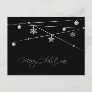 Cartes Pour Fêtes Annuelles Élégante calligraphie de Noël noir et argent