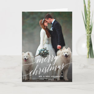 Cartes Pour Fêtes Annuelles Élégante calligraphie Joyeux Noël Mariage Photo