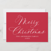 Cartes Pour Fêtes Annuelles Élégante calligraphie Joyeux Noël Rouge Non photo (Devant)