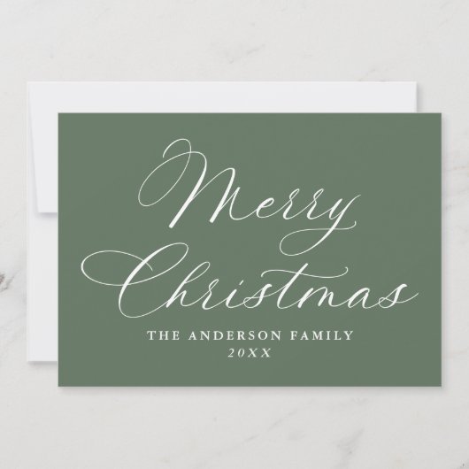 Cartes Pour Fêtes Annuelles Élégante calligraphie Joyeux Noël Sage non photo (Devant)